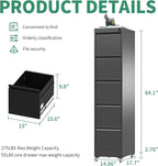 5 Drawer Mobile File Cabinet, Under Desk File Cabinet,Metal Filing Cabinets with Lock for Home Office Organizer Letter/Legal/A4,Require Assembly (Black)