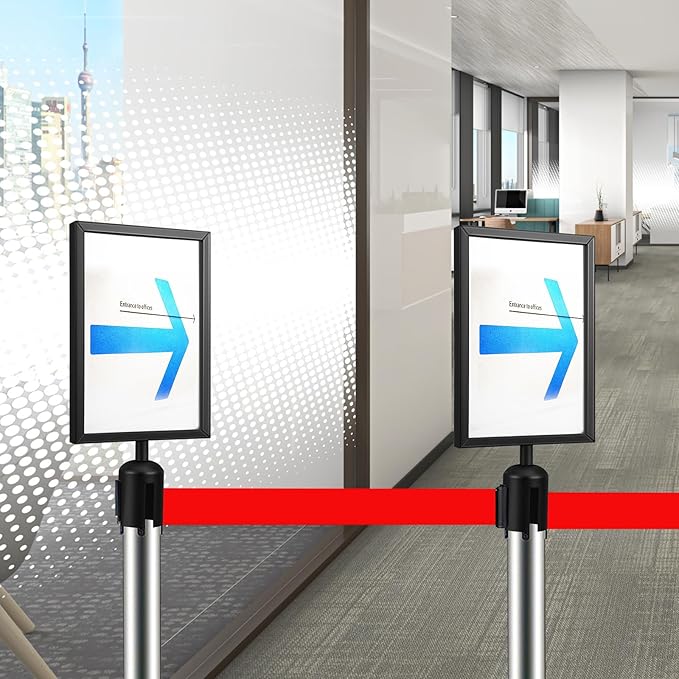 VICASKY Stanchion Sign Holder Queue Barrier Crowd Control Barriers Retractable Rope Supermarket Entrance Security Tape Belt Steel Ropes Heavy Duty Stanchions Holder Stainless Frame Stand