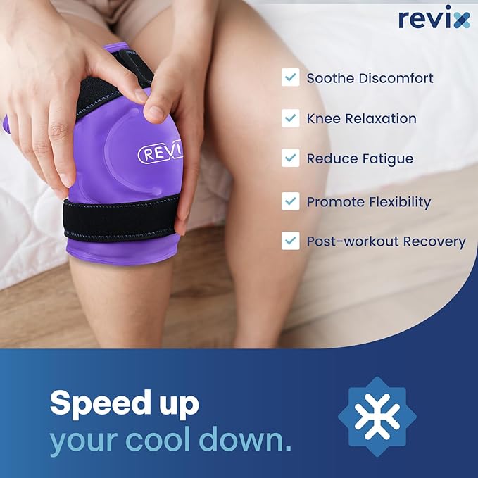 REVIX 20" XXXL Ice Pack for Knee Discomfort and Fatigue, Reusable Extra Large Cold Packs for Relaxation, Knee Replacement Surgery, Promoting Flexibility and Mobility with Cold Therapy, Purple
