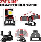 Yls 2pack LED Work Light, 2100LM Rechargeable COB Magnetic Clip on Work Light with 3 Light Modes, 270°& 180°Rotatable Portable Clamp Worklight for Car Repairs, Grilling, Camping, Emergency Use