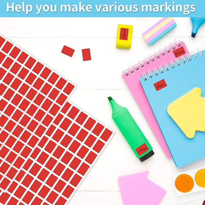Starboling Color Coding Labels,3000 PCS 1/2" x 3/4" Red Rectangular Colored Labels Stickers,for Garage Sale,Price Tags,File Folder Tabs,and Classroom Organization