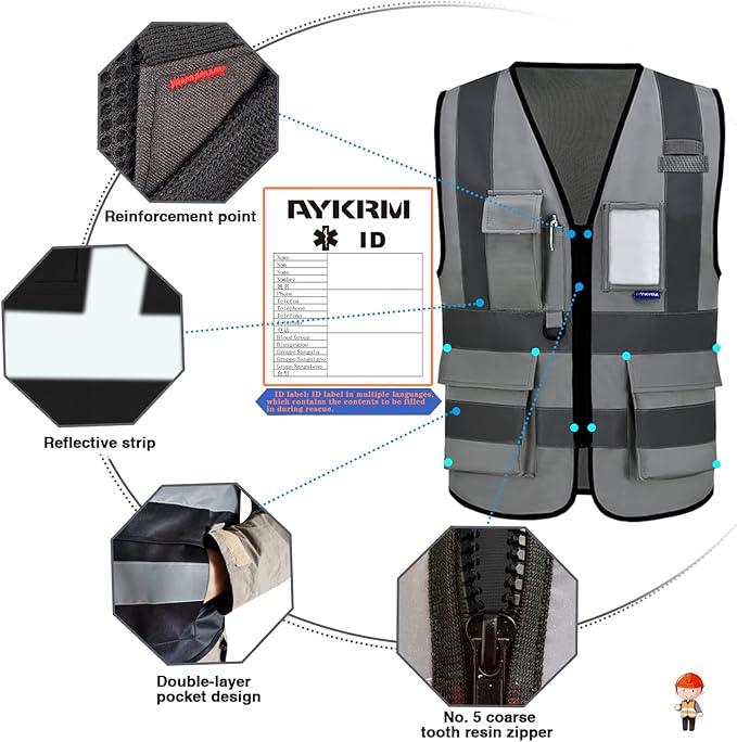 A-SAFETY grey hi vis vest