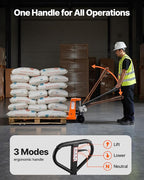 VEVOR Pallet Jack, 6600 lbs Load Capacity, Manual Pallet Truck with 48L x 27W Inch Forks for Material Handling, 3.35-7.1 Inch Fork Lift Height Range, Suitable for Warehouse, Supermarket, Manufacturing