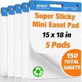 AFMAT Sticky Mini Easel Pads, 15 in x 18 in Flip Chart Paper for Teachers, Super Sticky & Bleed-Resistant, Self-Stick Easel Paper for Office/Classroom/Whiteboard/Wall/Windows, 30 Sheets/Pad, 5 Pads