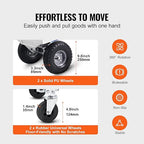 VEVOR Aluminum Truck, 2 in 1, 800 lbs Load Capacity, Heavy Duty Industrial Convertible Folding Hand Truck and Dolly, Utility Cart Converts from Hand Truck to Platform Cart with Rubber Wheels