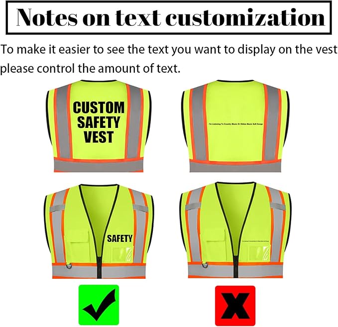 Safety Vest Reflective High Visibility with 5 Pockets ＆Zipper Class 2 Adult Unisex Construction Security Workwear
