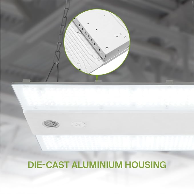 ASD LED Linear High Bay Light Fixture, Commercial Shop Lighting | 3CCT, Dimmable, Power Adjustable, DLC Premium, UL Listed | 160W 25000LM 3500-5000K 100-277V | Warehouse, Garage, Workshop Lamp | White