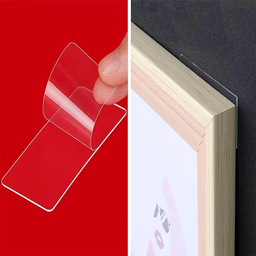 30PCS Double Sided Adhesive Pads for Mounting, Two Sided Pre-Cut Rectangle Tape, Double Sided Tape for Walls Hanging, 2 Sided Nano Wall Mount Heavy Duty Removable Clear,3.62inch x 1.38inch