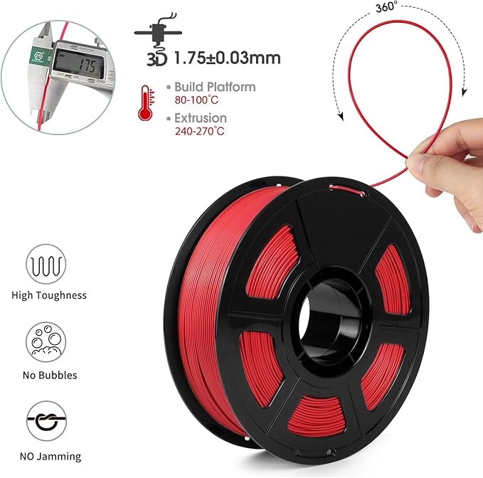iSANMATE ASA Filament 1.75mm Red 1KG, UV & Weather Resistant 3D Printer Filament Perfect for Outdoor Functional Parts, Dimensional Accuracy +/- 0.02mm, 1kg Spool (2.2lbs)