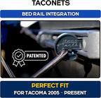 Cargo Net for Toyota Tacoma Long Bed - Fits 2005-2025 - Patented Bed Rail Integration - Heavy Duty 8mm Premium Bungee 3'x5' Cargo Netting - Designed in USA