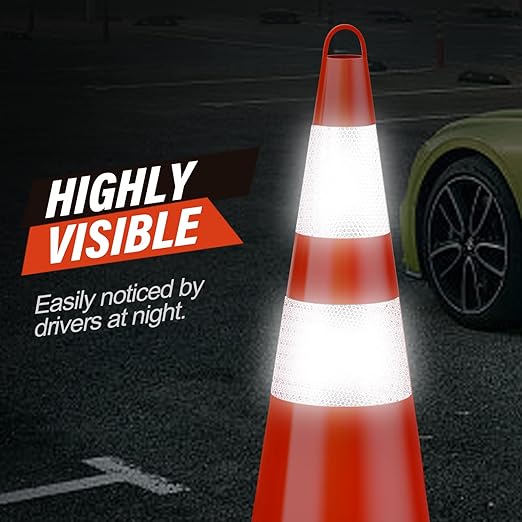 RoadHero 12 Cones Traffic Cones 28 Inch, Orange Safety Cones with Reflective Collar, Cones for Parking Lot, Sport and Driving Training, Road Safety, Construction Events
