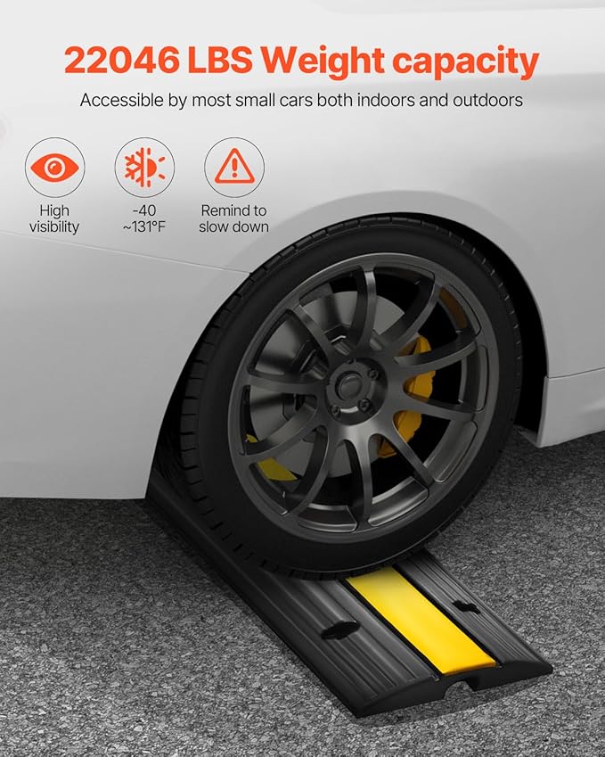 VEVOR 4 Pack of 1-Channel Rubber Cable Protector Ramps Heavy Duty 22046Lbs Load Capacity Cable Wire Cord Cover Ramp Speed Bump Driveway Hose Cable Ramp Protective Cover