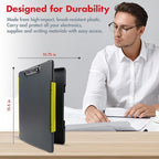 Dexas Legal Size XL Slimcase 2 Storage Clipboard, Gray with Yellow Clip, 15.5" x 10.5"