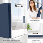 Clipboard with Storage,Heavy Duty Clip Boards 8.5x11 with 2 Storage Case,Clear Visible Top Panel Storage Clipboards,Side Opening Clip Boards,Nursing Clipboard Folder Case for Office Supplies-Grey Blue