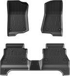 TripleAliners Floor Mats All Weather Compatible with 2020-2024 2025 2026 Jeep Gladiator JT Accessories 1st & 2nd Row Full Set Floor Liners TPE Heavy Duty Custom Fit Car Mats