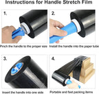 BOMEI PACK Mini Black Industrial Stretch Wrap Film 2 Pack 5" x 1000ft Roll with Handle, 80 Gauge Plastic Wrap for Moving, Pallet Wrap - Self Adhering Packaging Heavy Duty Shrink Film