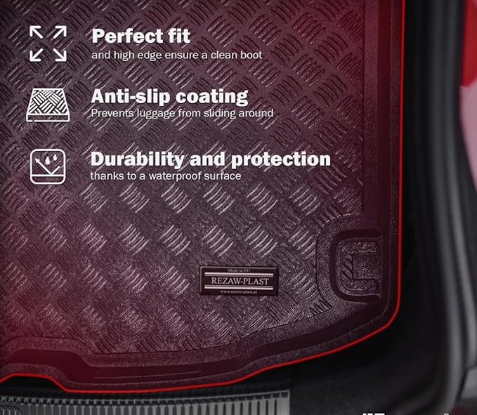 Rezaw-Plast Cargo Mat for Mercedes CLA 2014 2015 2016 2017 2018 2019 C117 Custom Fit Trunk Mat PE Odorless No Trimming Anti Slip Texture Waterproof Black