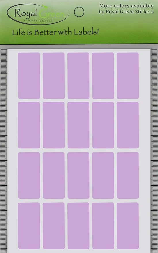Royal Green Rectangular Colored Labels 1.57inch x 0.75 inch - Rectangle Color Code Stickers in Pastel Purple - 100 Pack