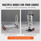 VEVOR Aluminum Folding Hand Truck, 2 in 1 Design 400 lbs Capacity, Heavy Duty Industrial Collapsible cart, Dolly Cart with Rubber Wheels for Transport and Moving in Warehouse, Supermarket, Garden