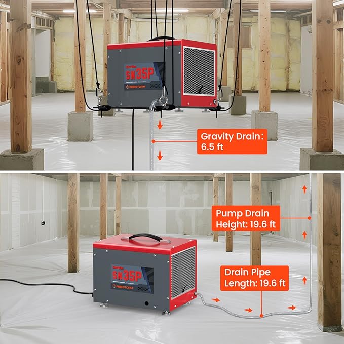 Abestorm 70 Pints Crawl Space Dehumidifiers, Compact Portable Commercial Dehumidifier Up to 1,000 sq. ft. Auto Defrost, Memory Starting Crawlspace dehumidifiers