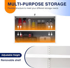 Yizosh Metal Wall Cabinet with Doors and Shelves, Floating Storage Unit for Garage or Basement (White, 21.6" H)