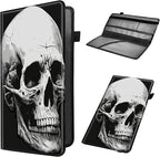Car Registration and Insurance Holder, Leather Car Glove Box Organizer, Cool Car Accessories for ID, Driver's License Cards & Essential Document,business cards,Men&WomenBlack White Skull