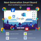 86" Smart Board Google EDLA-Certified 4K Interactive Whiteboard SmartBoard for Classroom & Office Business, Android 14 Touchscreen with 13MP AI Camera 8G RAM+64G ROM, 40-Points, Wall Mount Included