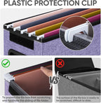 BALEINE File Organizer Box with Lid, Collapsible File Folder Organizer with Plastic Slide, Hanging File Folder Box for Office Document Storage (1 Pack, Purple, S)