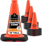 Xpose Safety 12 Inch Orange Traffic Cones, 12-Pack - Multipurpose PVC Plastic Safety Cone for Parking, Soccer, Caution, Kids and Construction - DOT Approved