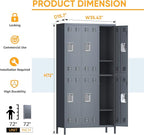 Employees Locker, 72" inch Tall Metal Storage Locker with 6 Doors for School Hospital Garage Gym Home Office with 12 Hooks, Requires Assembly(Light Gray)