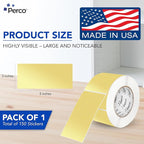 Perco Metallic Gold 3x5 Inch Perforated Sticker Labels — 150 Stickers Per Roll — with Permanent Adhesive for Product Labeling, Gift Boxes, Event Signage, Decorative Packaging & More — Made in USA
