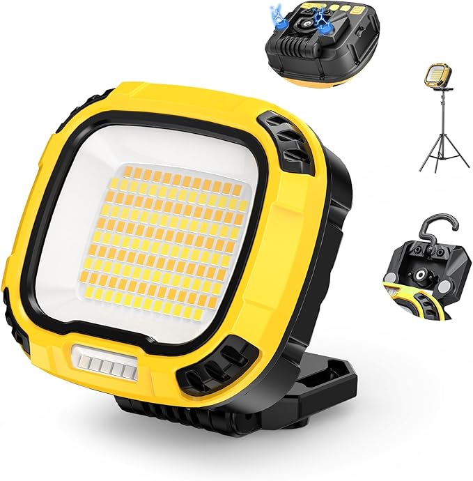 Smiling Shark Working Lights, 7500mAh Rechargeable LED Work Light 4000 Lumen 18 Light Mode Portable Magnetic Waterproof Drop Resistant Cordless Worklight Job Site Lighting for Garage Repair Camping