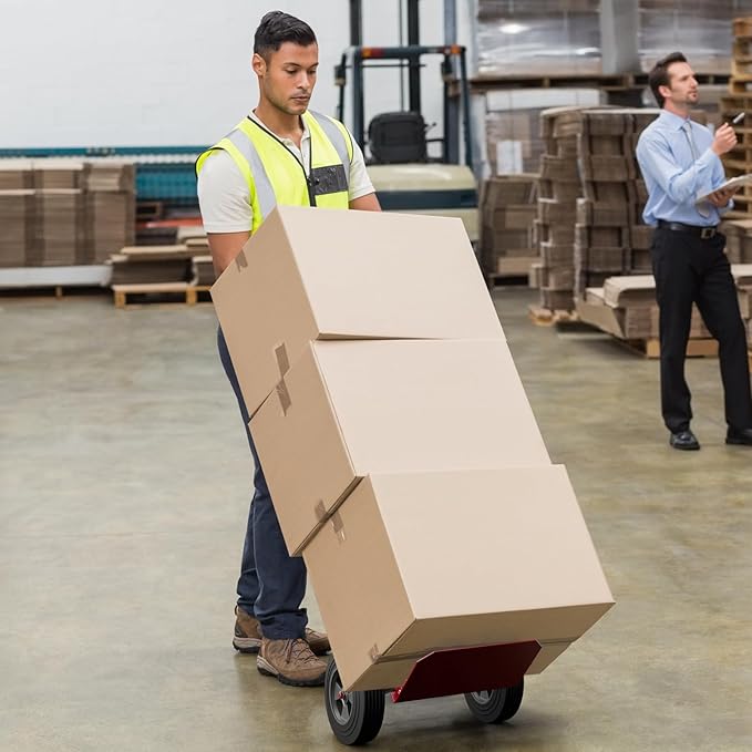 Goplus Hand Truck, P-Handle Hand Truck Dolly with Vertical Loop Handle, 10” Wheels, 15” x 9” Foldable Nose Plate, 660 LBS Capacity, Heavy Duty Metal Dolly Cart for Lifting, Moving, Delivery, Stairs