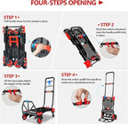 2 in 1 Hand Truck Dolly Foldable, 330LB Folding Hand Truck Heavy Duty Carrying, Folding Hand Cart with Retractable Handle Dolly Cart for Moving