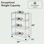 Displays By Jack 4 Tier Wire Shelving Unit Storage Rack, Metal Heavy Duty Utility Organization Units for Products Plant Standing Shelf, Pantry, Garage, Shelf Stand, Black, 14" W x 30" L X 48" H