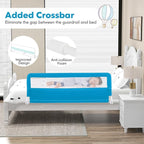 BABY JOY Bed Rails for Toddlers, 59'' Extra Long, Swing Down Bed Guard w/Safety Straps, Folding Baby Bedrail for Kids Twin, Double, Full Size Queen & King Mattress (Blue, 59-Inch)