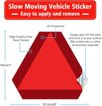 2 Pack Slow Moving Vehicle Triangle Sticker,7"x8" Diamond Grade Reflective SMV Stickers, Waterproof Self-Adhesive Vinyl Slow Moving Vehicle Signs for Golf Cart, ATV, UTV & Small Equipment