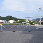 6 Pack Traffic Delineator Post Cones with Plastic Chain Crowd Control Barriers - Expandable 40" Traffic Control Cones, 6 x 6.6 Ft Chains for Indoor & Outdoor Use (Red-Rubber Base)