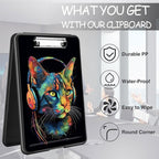 Clipboard with Storage, High Capacity Plastic Storage Clipboard with Low Profile Clip for Women Teachers Work, School & Office Supplies, Cute Pattern Decorative Clipboards, Headset Cat