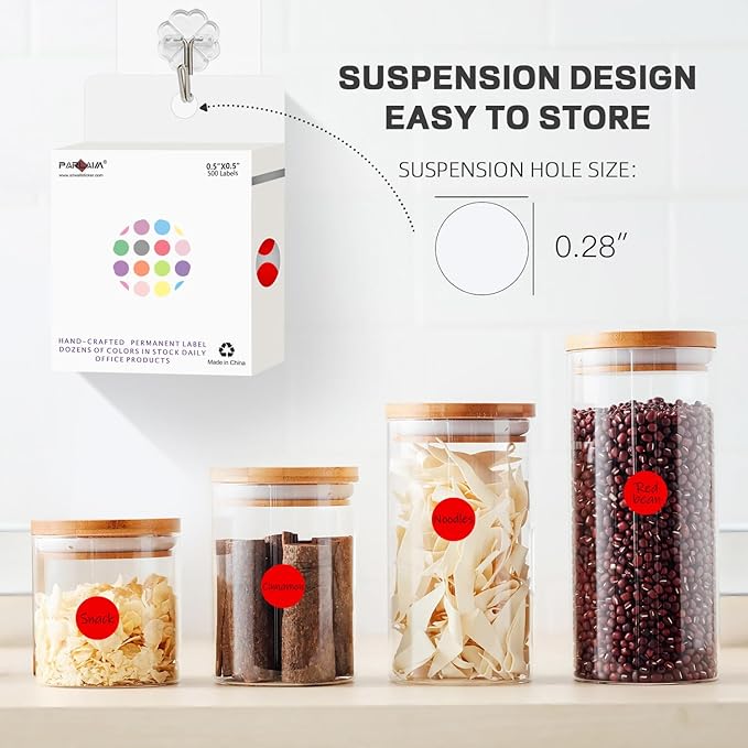 PARLAIM 1/2 Inch Round Adhesive Color-Code Dot Stickers,500 Stickers Inventory Dots Label in Dispenser Box,Red Circle Coding Labels for Office Home (Red)