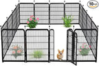 10 Panels Dog Fence Outdoor for Yard, 56 in(H) X22.1 Ft(L) Gate 17.7 Inches Wide with Low Sills, Tall Garden Fence with Gate,Heavy Duty Temporary Fencing for Dogs