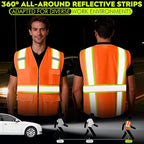 BeautyWill 10/20 Pack Custom Logo Safety Vest,Bulk High Visibility Class 2 Reflective Work Vests