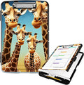 Clipboard with Storage High Capacity Plastic Nursing Clipboards with Pen Holder File Folder Storage Box Clipboard with Heavy Duty Clips for Teacher,Doctor,Offices-Giraffe
