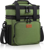 Expandable XLarge Lunch Box, Insulated Heavy Duty Lunch Bag Waterproof Leakproof Durable Cooler Bag for Men Women Adults Work Construction Camping Trip, 22L, Army Green