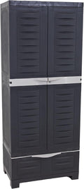 Sunnydaze Lockable Storage Cabinet - Indoor or Garage Storage Cabinet with 3 Adjustable Shelves - 57.5" H - Garage, Office, Home, Laundry Room - Shadow