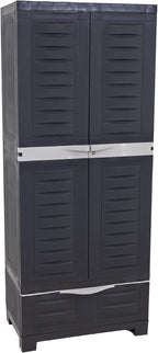 Sunnydaze Lockable Storage Cabinet - Indoor or Garage Storage Cabinet with 3 Adjustable Shelves - 57.5" H - Garage, Office, Home, Laundry Room - Shadow