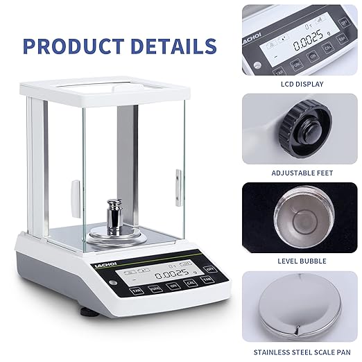 Analytical Balance 0.0001g*120g Laboratory Scale 0.1mg Accuracy High Precision Lab Scale Jewelry Scale Digital Scale 0.0001g (0.1mg*120g with Calibration Weight)