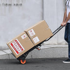 VEVOR Aluminum Folding Hand Truck, 2 in 1 Design 300 Lbs Capacity, Heavy Duty Industrial Collapsible cart, Dolly Cart with Rubber Wheels for Transport and Moving in Warehouse, Supermarket, Garden