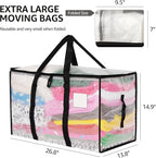 Moving Bags Heavy Duty Extra Large, Alternative for Moving Boxes & Moving Supplies,Clear Storage Bins with Lids, Plastic Packing Tote, Storage Bags for Clothes with Handles & Zippers(Clear, 4Pack)