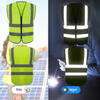 Reflective Safety Vest for Men Women with 5 Pockets and Zipper Front High Visibility Construction Vest Meets ANSI/ISEA Standards
